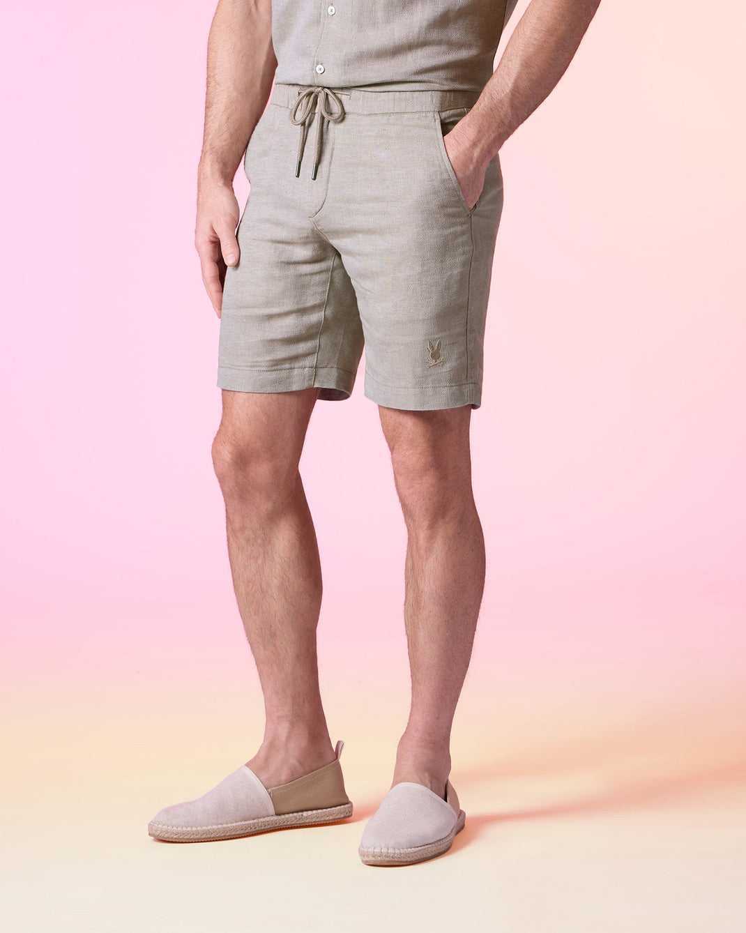 Short Psycho Bunny Windcrest Linen Short Solid Crockery Homme | IWH-06139210